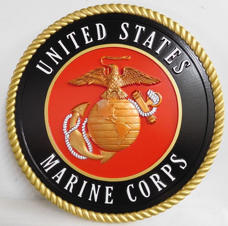 V31406A -Marine Corps Emblem, Carved HDU, with Official Colors(except for globe/anchor/eagle) 