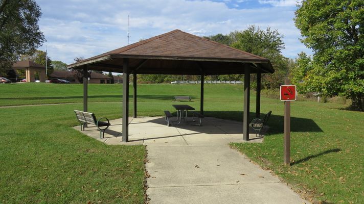 Image of a brown wooden pavilion at McKeown Bridge Park