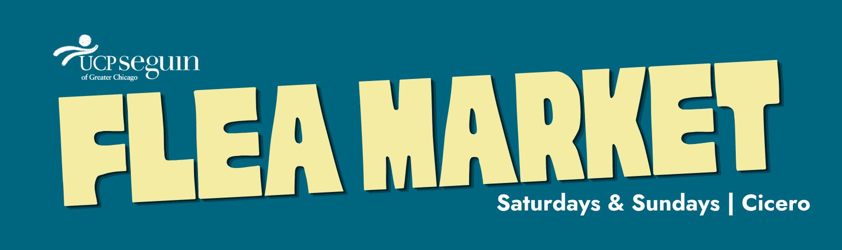 a logo for the UCP Seguin flea market