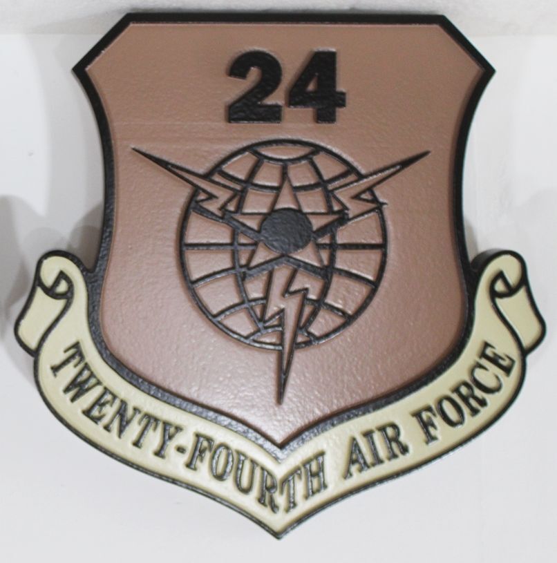 LP-1588A - Carved 2.5-D Multi-Level Wall Plaque of the Shield Crest of the Twenty-Fourth  Air Force