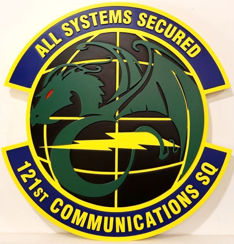 LP-4341 - Plaque of the Emblem of the 121st Communications Squadron, 2.5-D Artist-Painted