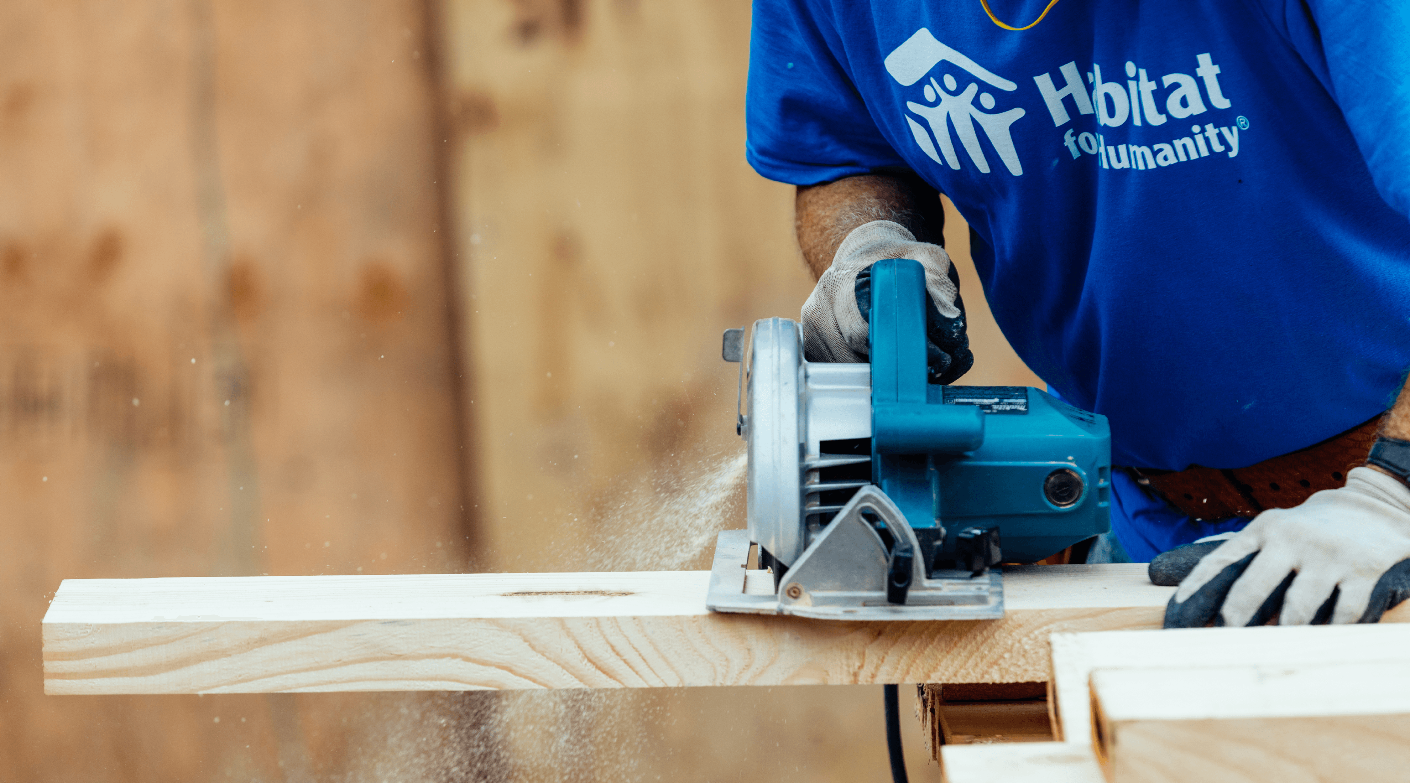 Person hammering nail