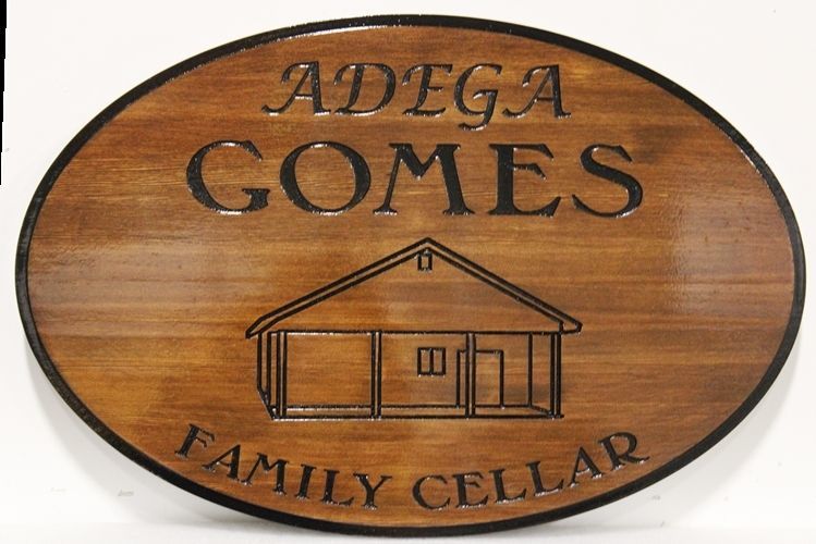 R27381 - Engraved Western Red Cedar Wood Sign for the Adega Comes Family Cellar 