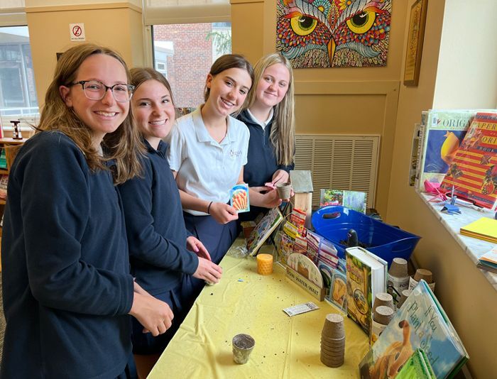 Students plant seeds on Earth Day