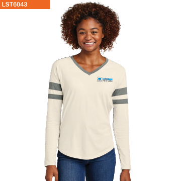 Sport-Tek® Ladies Halftime Stripe Long Sleeve V-Neck Tee