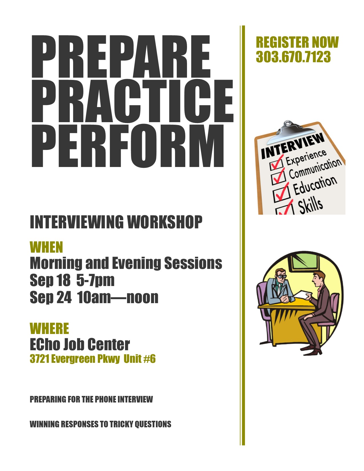 Prepare, Practice, Perform
