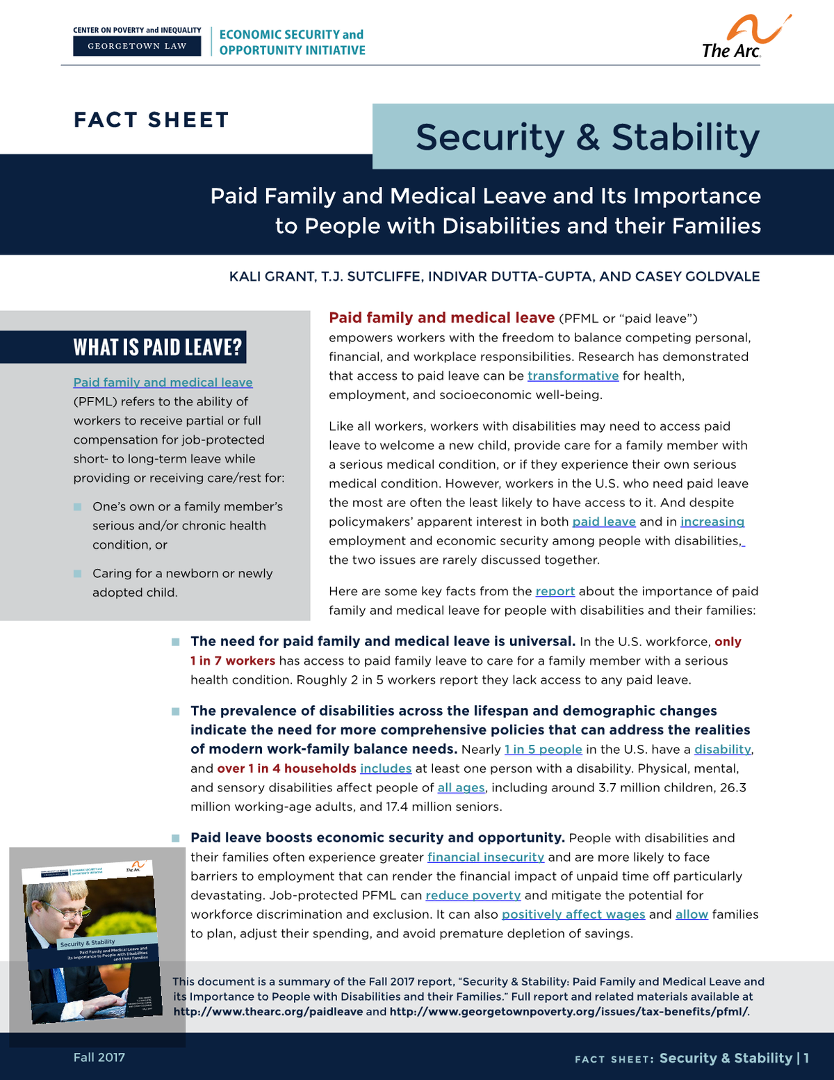 The Arc of New Jersey Family Institute : Resources : Fact Sheets