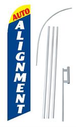 Auto Alignment Blue Swooper/Feather Flag + Pole + Ground Spike