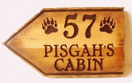 M22888  - Rustic Sandblasted Cedar Wood Cabin Directional Sign