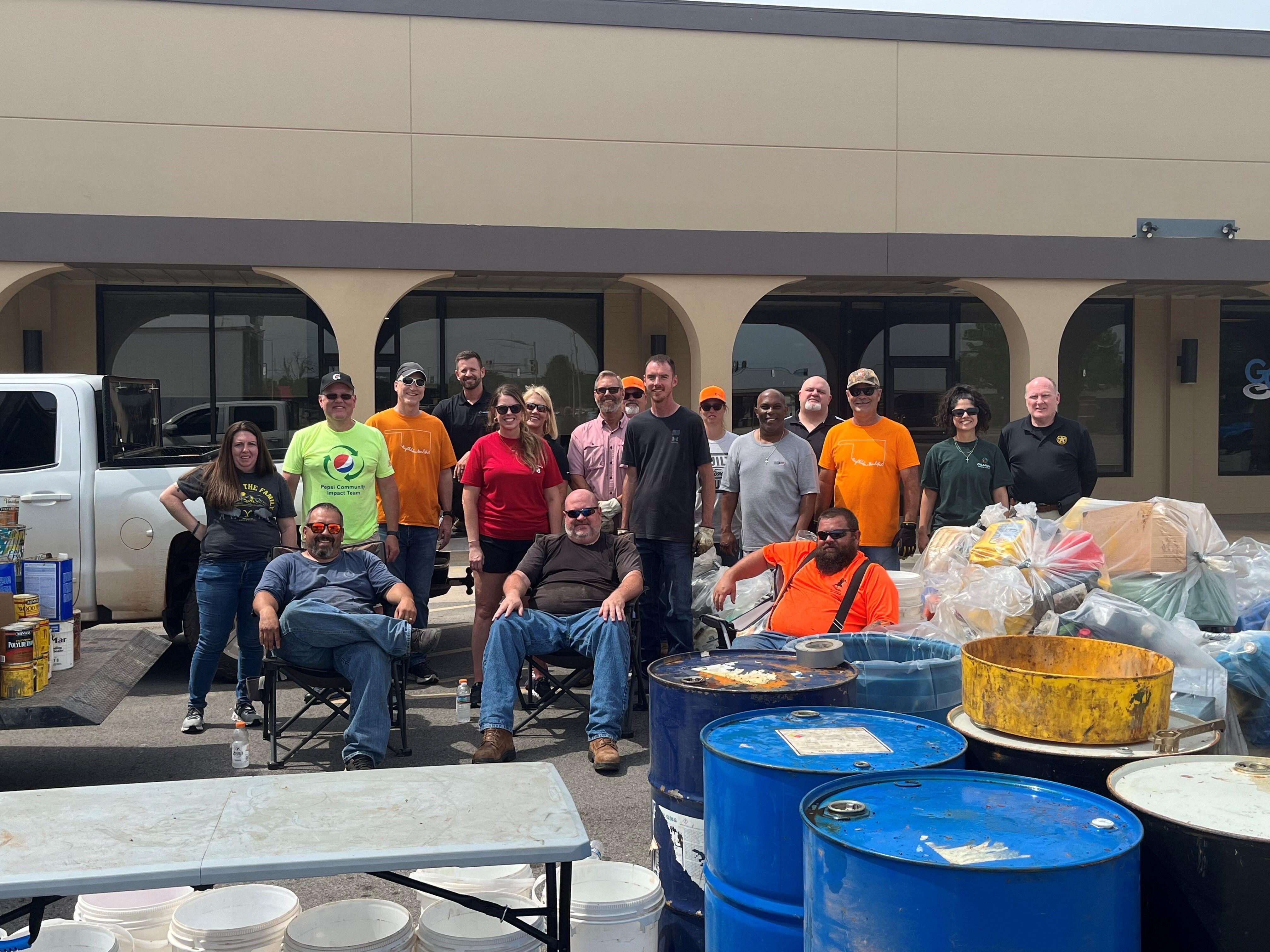Residents drop off household hazardous waste at a collection event in Newcastle.