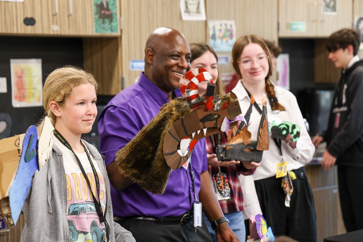 Community donor seeing paper crafts funded by teaching grants