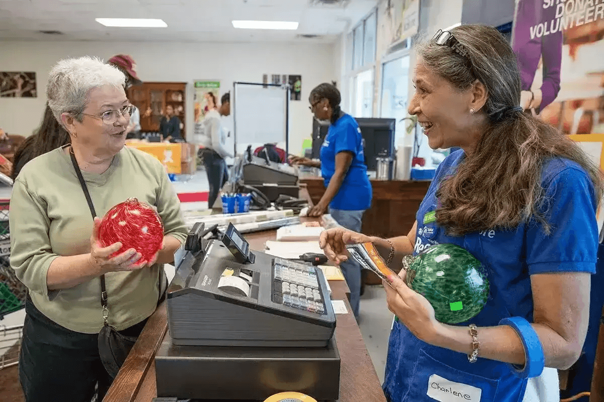 Customer checking out at Habitat ReStore in Zephyrhills, Florida, supporting affordable housing in East and Central Pasco County, including Dade City and Wesley Chapel