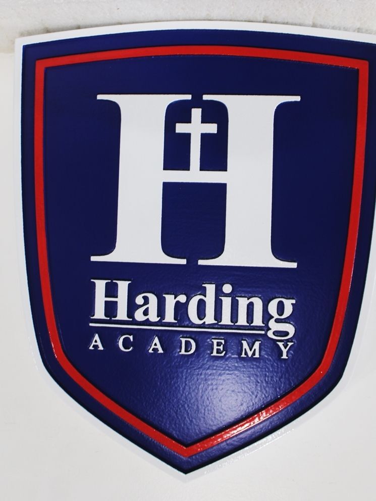 TP-1112 - Carved 2.5-D Multi-Level Wall Plaque of the Seal of Harding Academy 