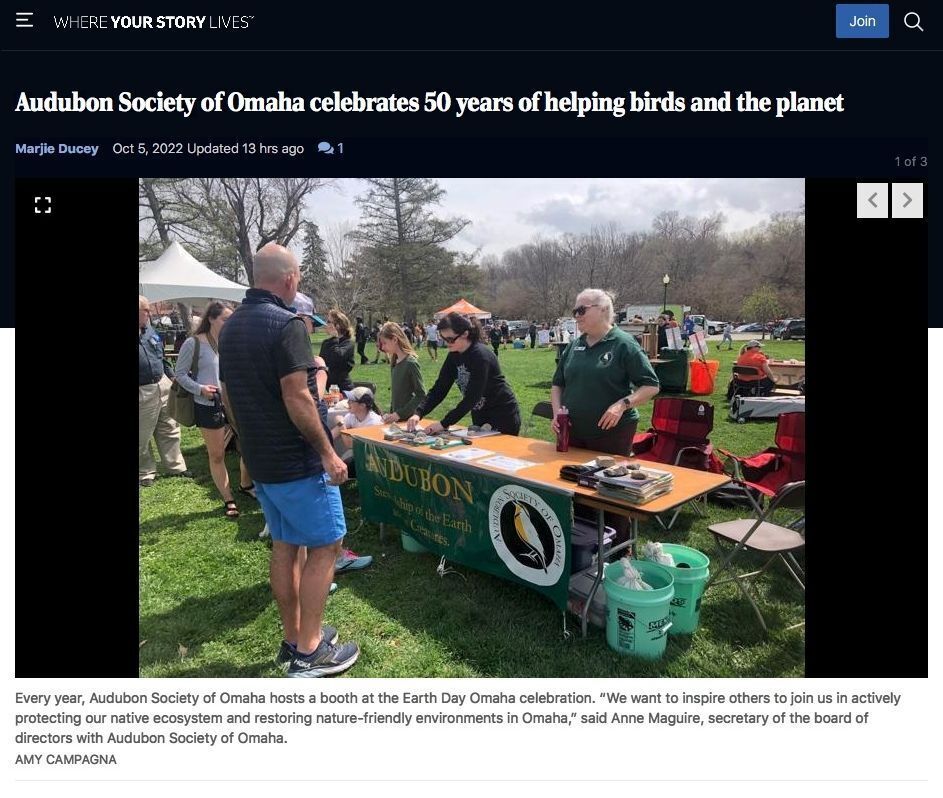 Omaha World Herald features Audubon Society of Omaha