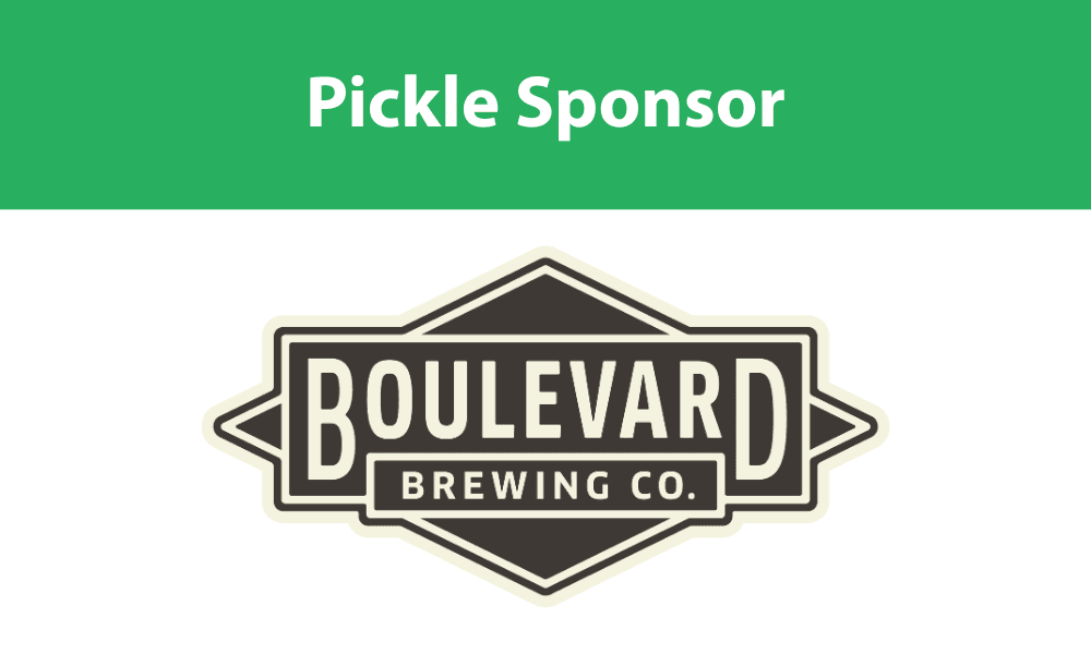 green background with the words "Pickle sponsor" and the boulevard brewing company logo underneath