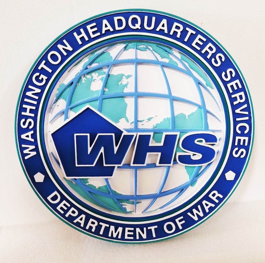 IP-1680A - Carved Wall Plaque of the Seal of the  US Department of War's (DOW) Washington Headquarters Services