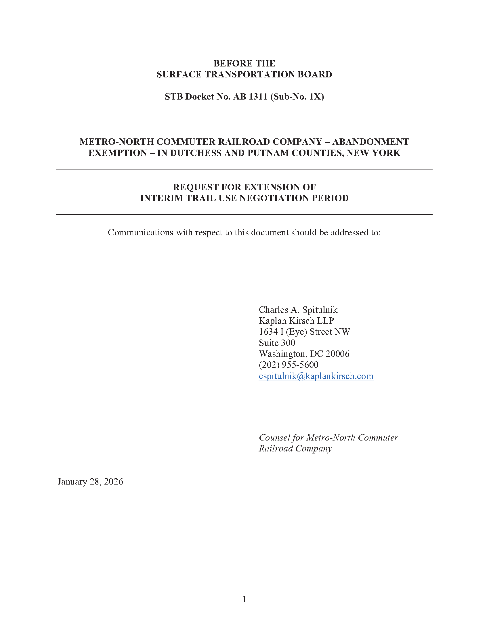Decision Extending NITU 1/30/2026