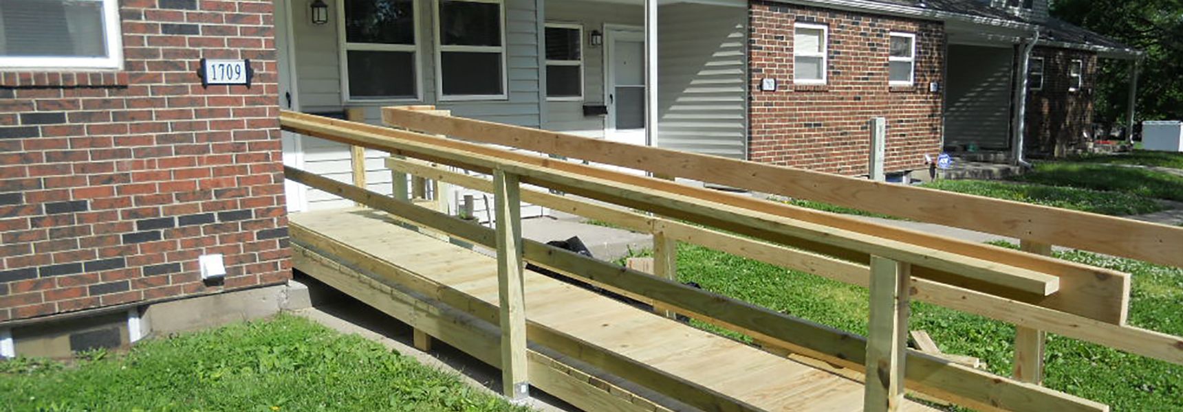 Newly built ramp to front of house