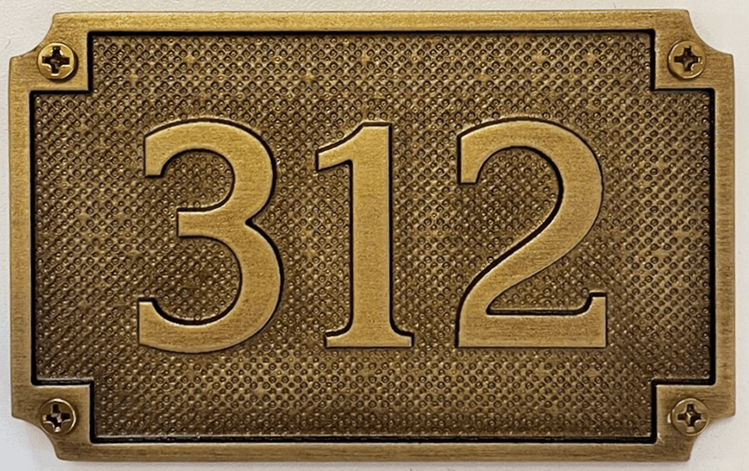 KA20860A  -  Cast 2.5-D Solid Bronze HDU Unit  Number Sign 