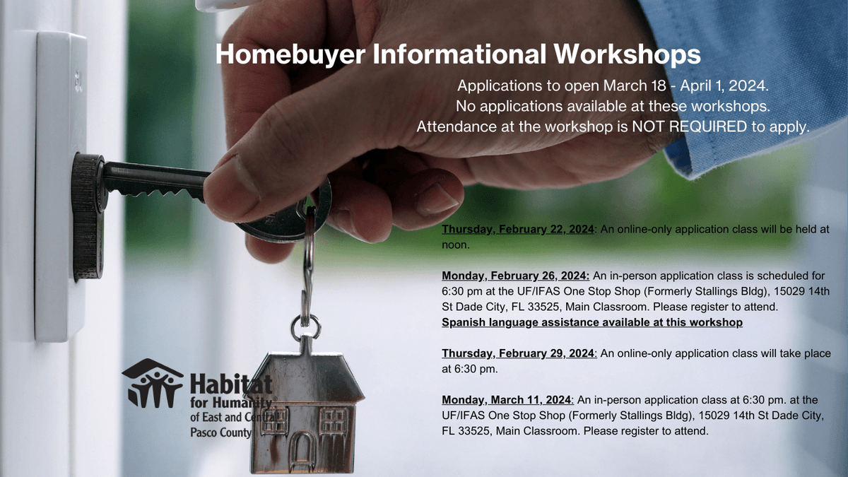 Find out more about applying for an affordable home from Habitat for Humanity of East and Central Pasco County