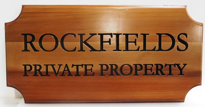 I18955- Engraved Cedar Wood Property Name Sign, "Rockfields""