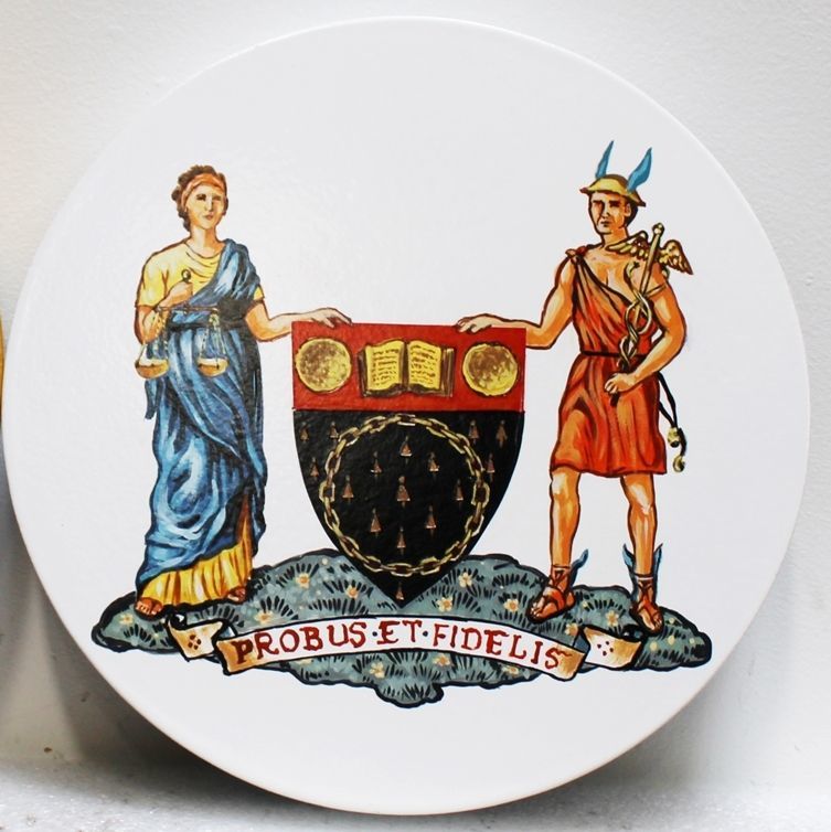 CB5672  - Plaque of Two Roman  Gods with Motto "Probus et Fidelis" (Loyal and Strong)