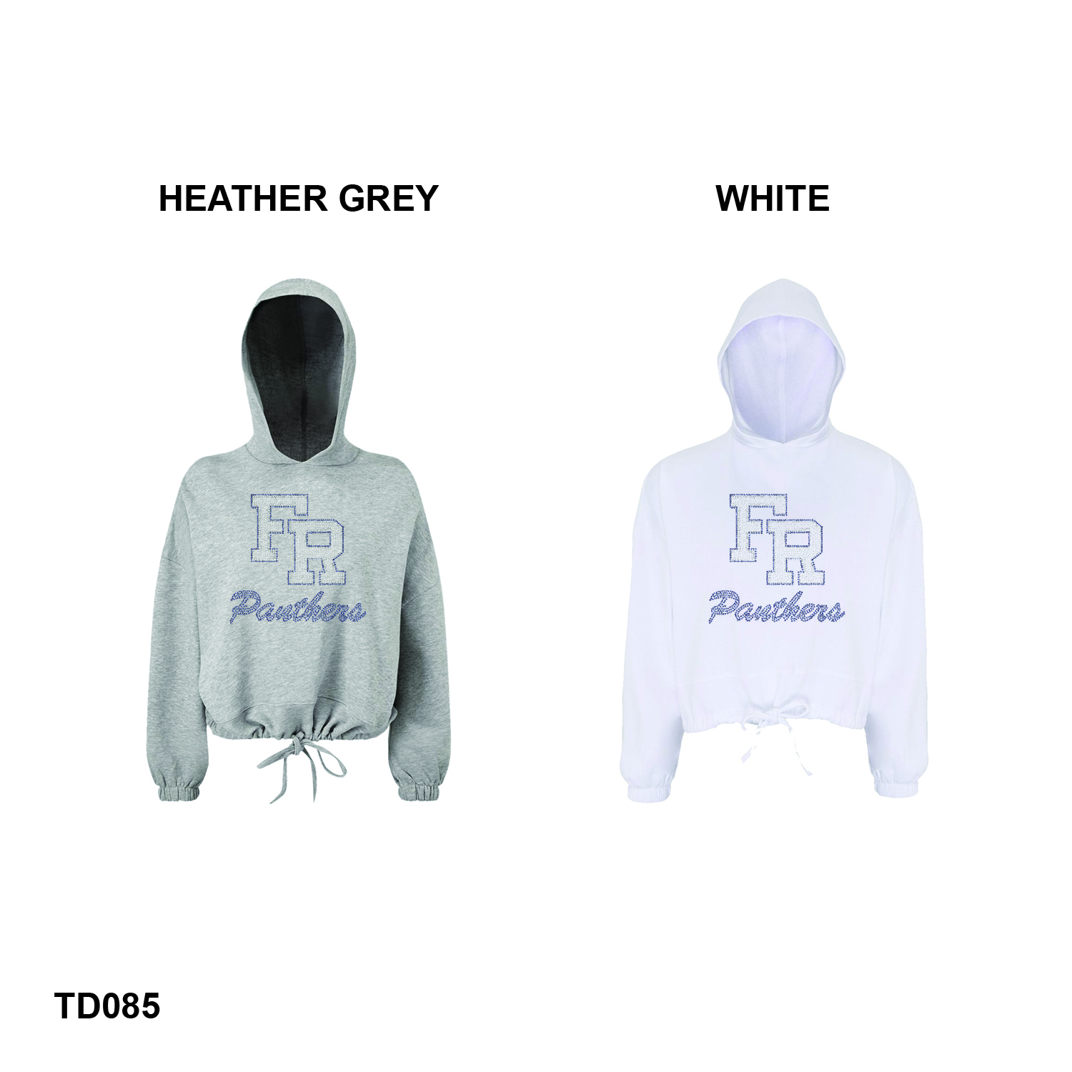 FR PANTHERS RHINESTONE LOGO - Tri Dri Women's Cropped Maria Hooded Sweatshirt