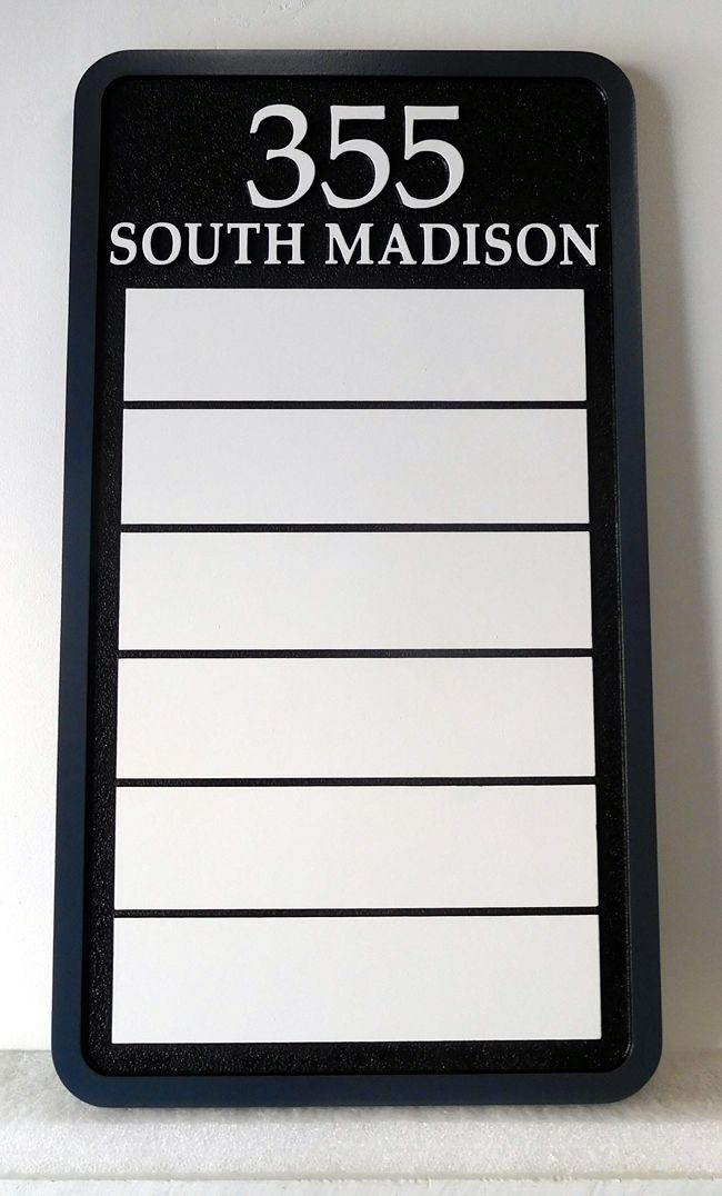 A10690 - Easy to Read Office Building Address Sign with 6 Plaques for Individual Office Names