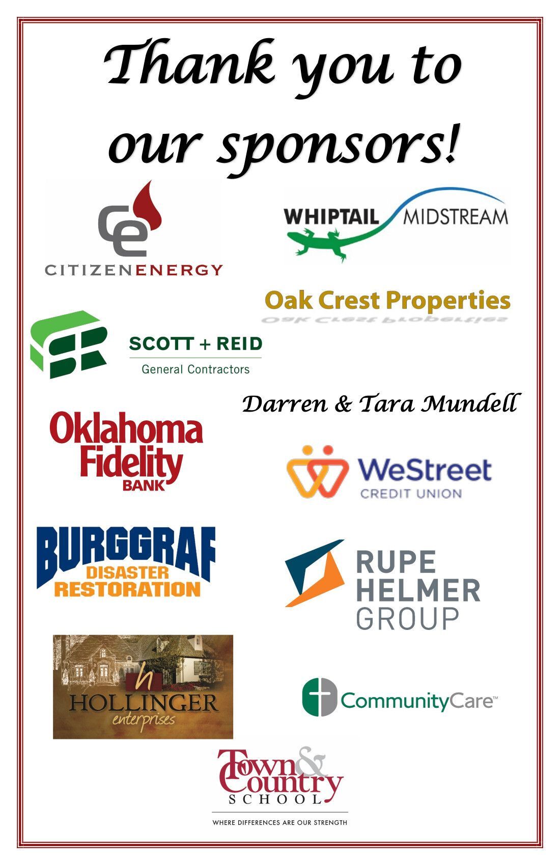 Thank You to Our Sporting Clay Event Sponsors