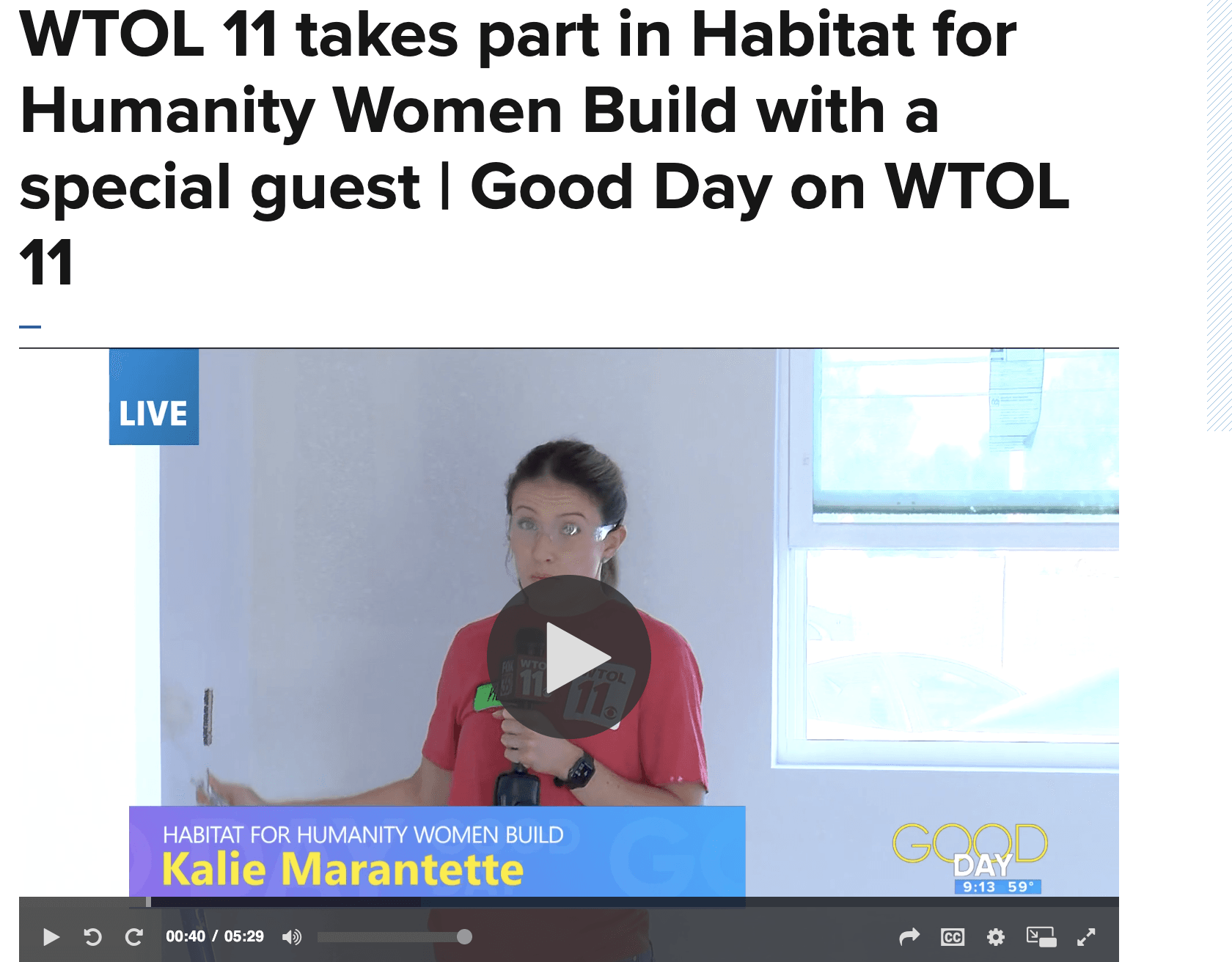 WTOL 11 takes part in Habitat for Humanity Women Build with a special guest