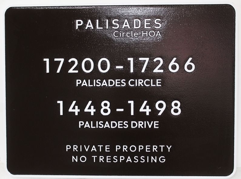 KA20840A - Carved Sign for the "Palisades Circle HOA"