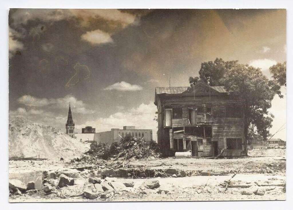 Demolition in preparation for the 1968 World's Fair, held in San Antonio. 