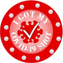 RED AND WHITE "I GOT MY SHOT" LAPEL PIN