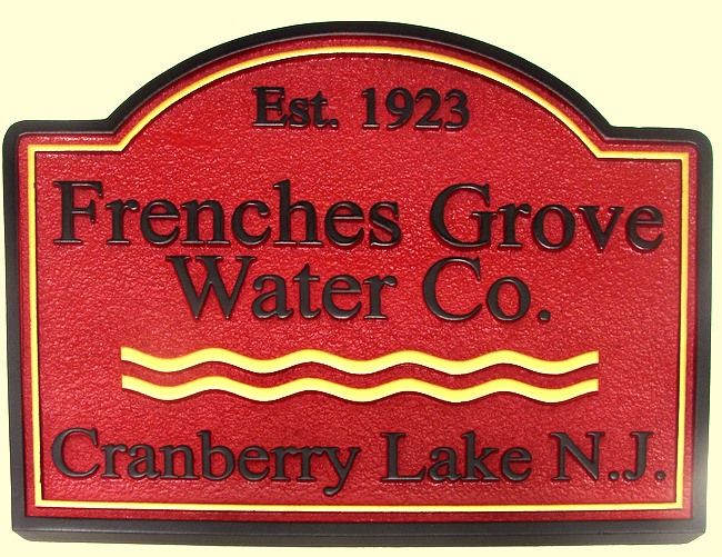 SA28546 - Carved and Sandblasted, Sandstone-Texture Sign for Water Company, with  Water Waves 