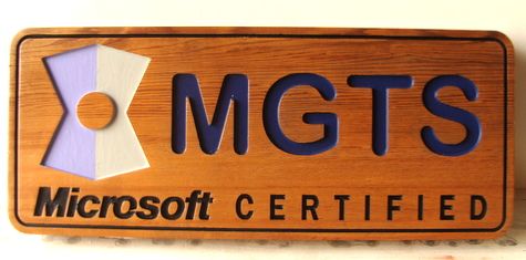 SA28739 - Carved Cedar Wood Wall Plaque for "Microsoft Certified" Business