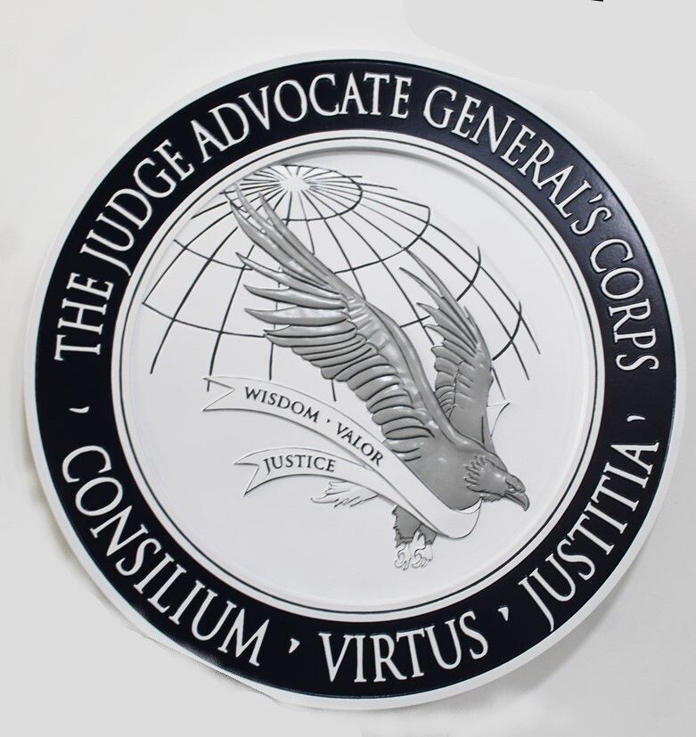 IP-1718 - Carved 3-D Bas-Relief Plaque of the Seal of the Judge Advocate General Corps