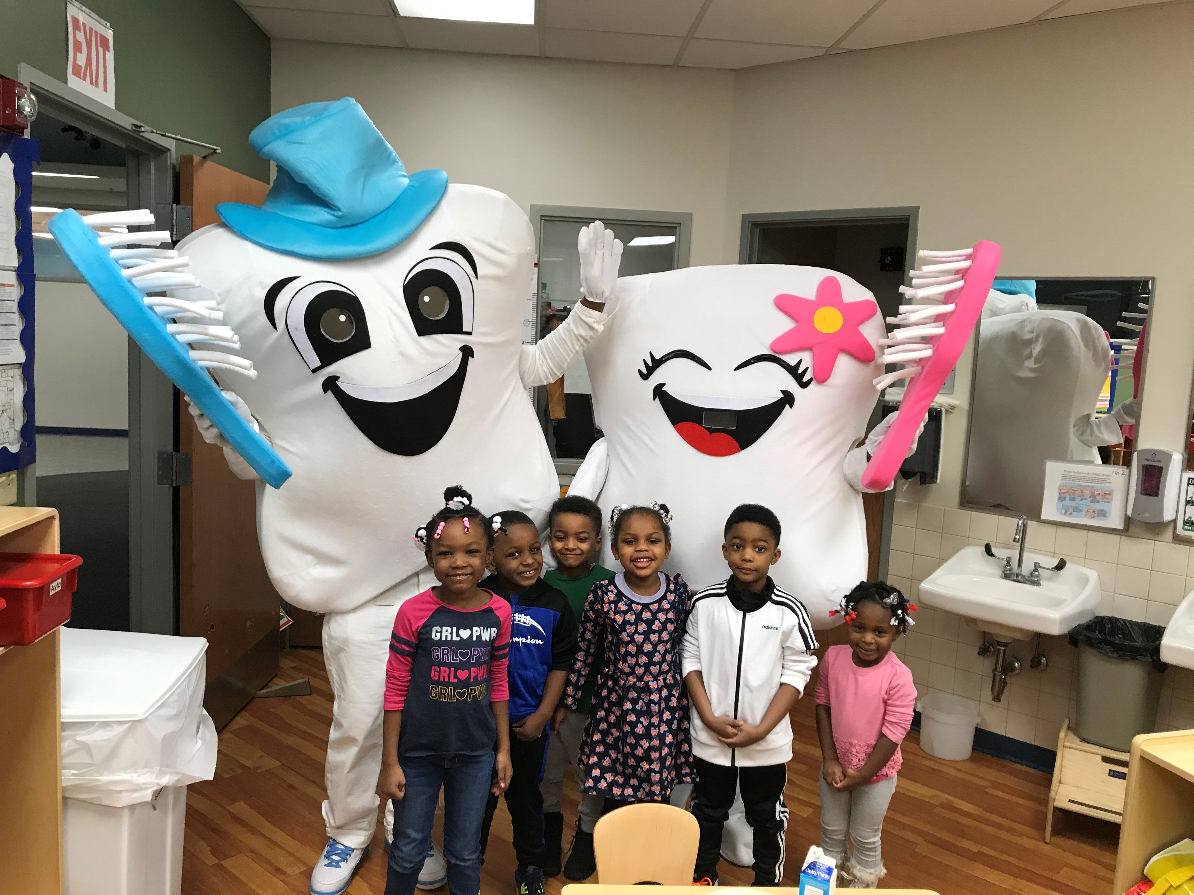 Giant Toothbrush Mascots Visit CAA Head Start Classrooms