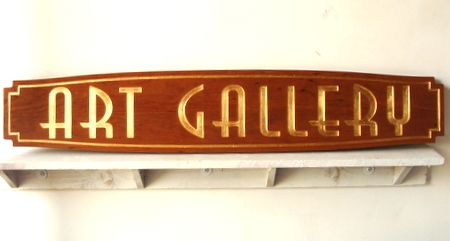 SA28302 - Elegant Carved Mahogany  Art Gallery Sign with 24K Gold Leaf Gilding