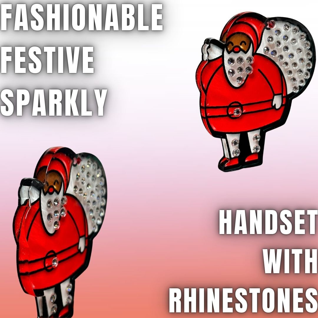 Rhinestone Classic Red Santa Acrylic Pin