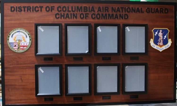 SA14300 - Mahogany Chain-of-Command Photo Board for the District of Columbia Air National Guard