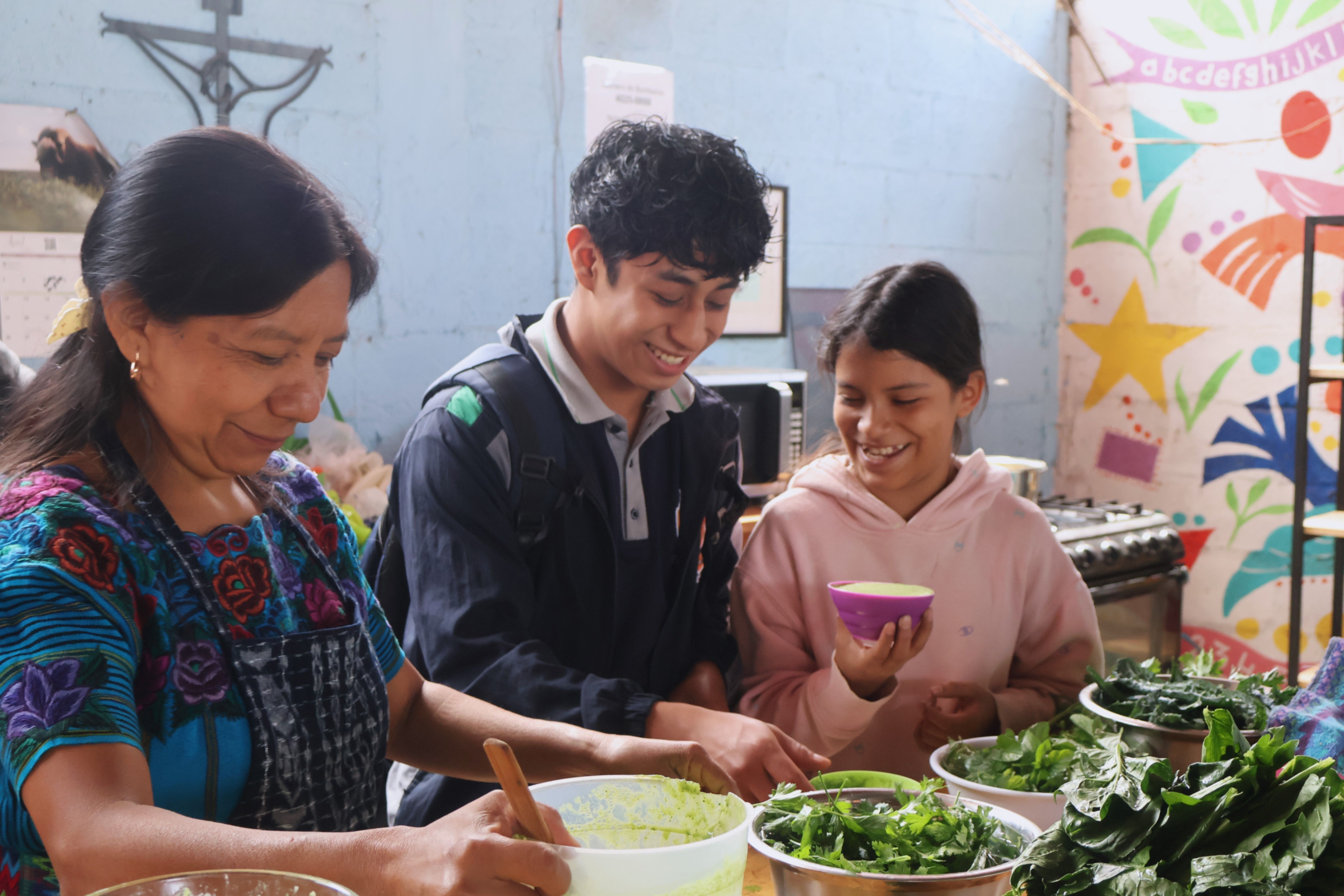 Students getting their snack
