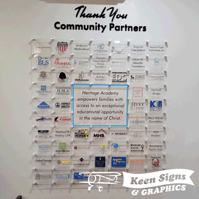 Keen Signs Awards and Recognition Displays: Heritage Academy Donor Wall
