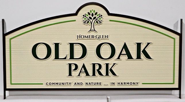 GA16418A - Carved High-Density-Urethane (HDU) Sign for "Old Oak Park"