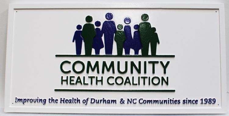 B11172 - Carved Raised Relief  HDU Sign for the Community Health Coalition 