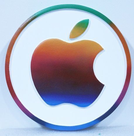 VP-1380 - Carved Wall Plaque of the Logo of Apple Computer, Artist Painted