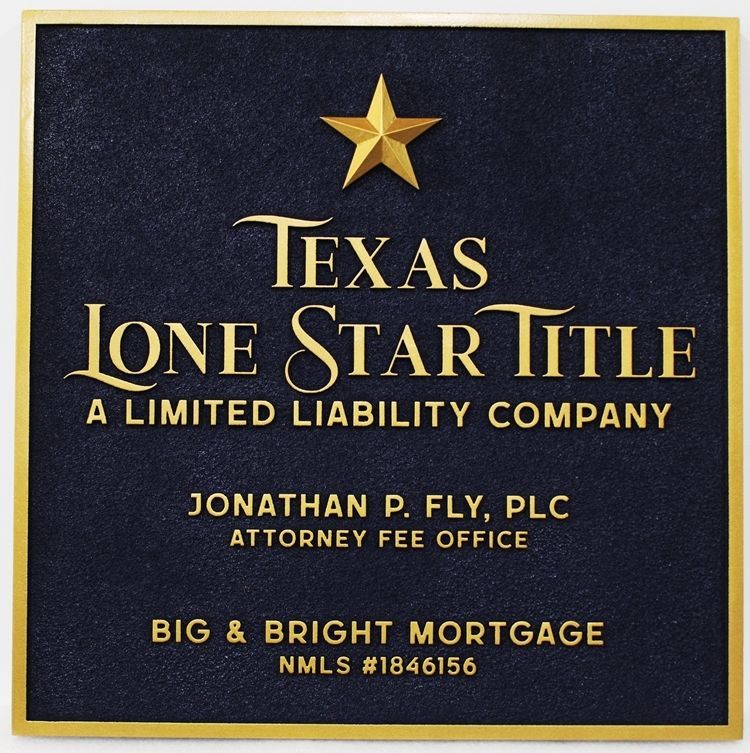 C12335 - Carved and Sandblasted 2.5-D HDU  Entrance  Sign for the "Texas Lone Star Title" Company