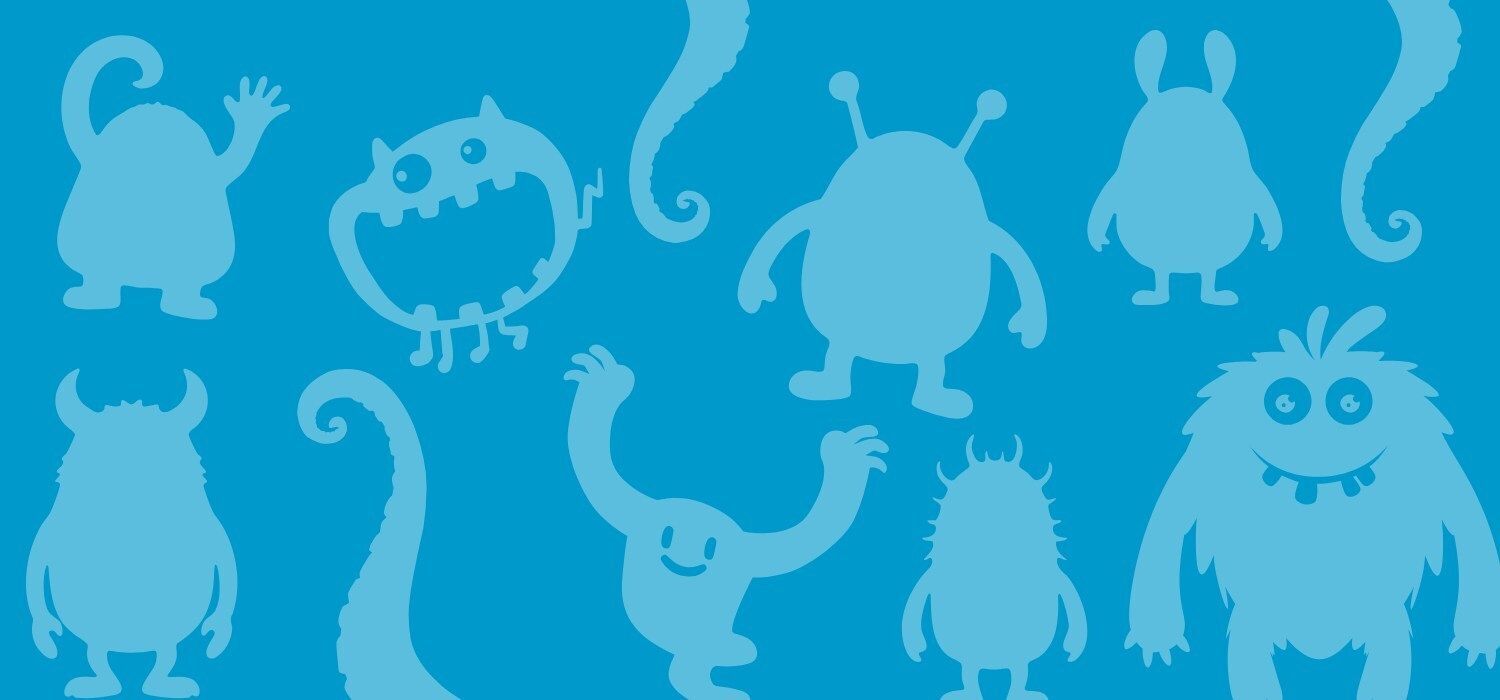 blue background with monster silhouettes
