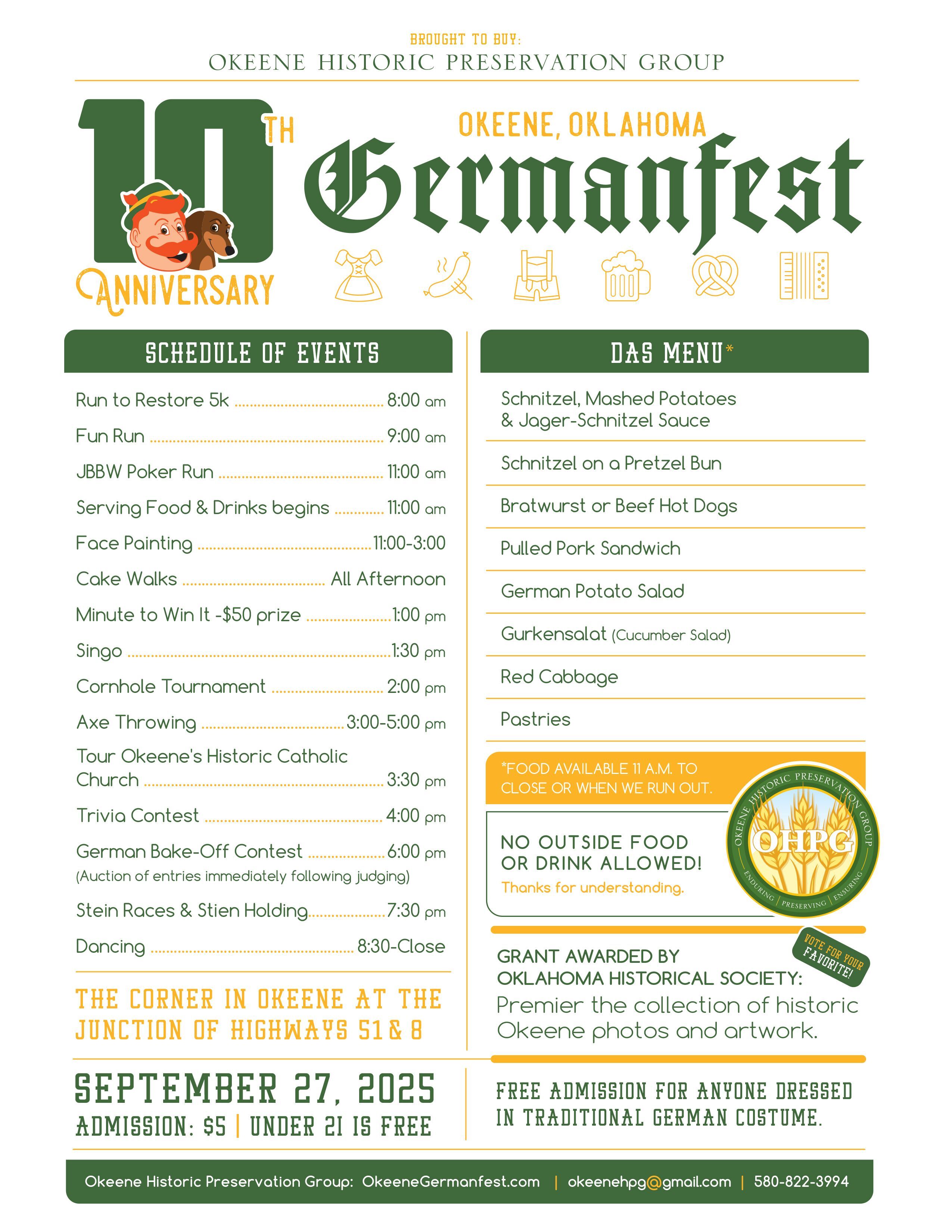 Okeene's 10th Annual Germanfest schedule of events