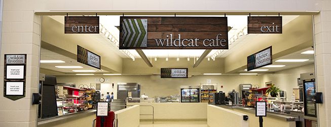 Cafeteria signs with a wood and metal look, custom signs, menu boards