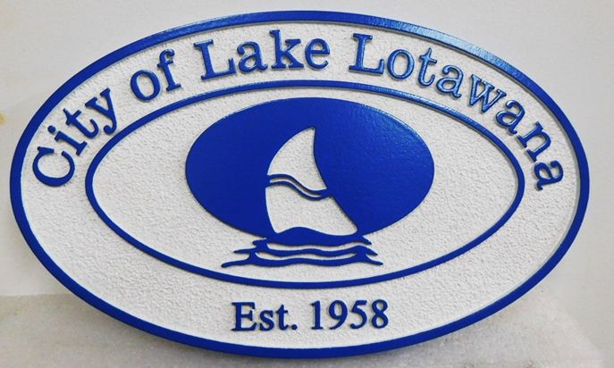 F15370 - Carved and Sandblasted Entrance Sign for the City of Lake Lotawana 